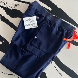 WOMENS FIGS SCRUB LIMITED EDITION NEPAL SKINNY JOGGERS *NAVY* L